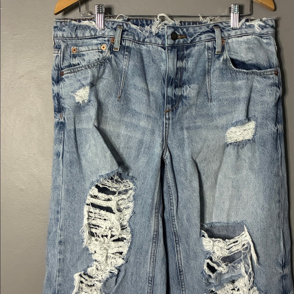 SER.O.YA Wide Leg Flare Jeans | Light Wash Distressed Ripped Trendy Revolve 29/8 - Picture 4 of 11